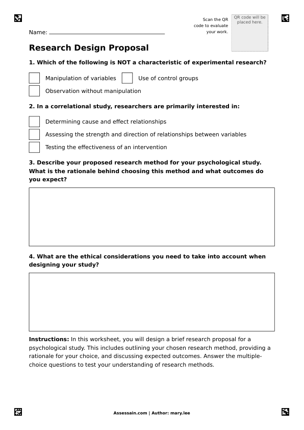Research Design Proposal | Assessain.com